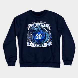 Blue Natural 20 - Christmas Dragon Crewneck Sweatshirt